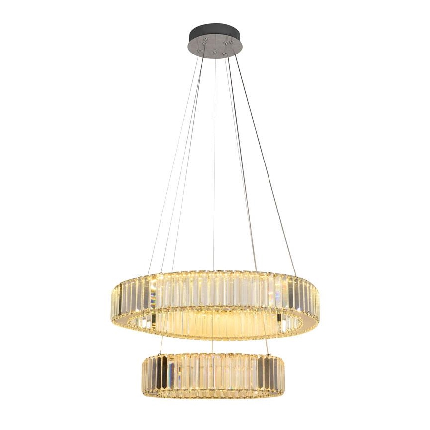 LED Zatemnitven kristal lestenec na vrvici LED/65W/230V 3000-6500K sijajni krom + Daljinski upravljalnik