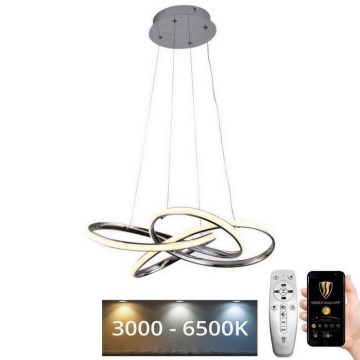 LED Zatemnitveni lestenec na vrvici LED/65W/230V 3000-6500K pr. 48 cm siva + Daljinski upravljalnik