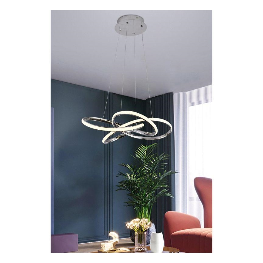 LED Zatemnitveni lestenec na vrvici LED/65W/230V 3000-6500K pr. 48 cm siva + Daljinski upravljalnik