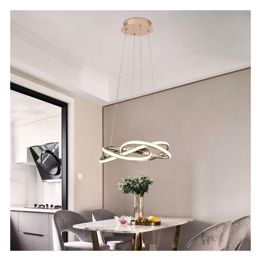 LED Zatemnitveni lestenec na vrvici LED/65W/230V 3000-6500K zlata + Daljinski upravljalnik
