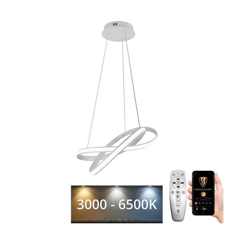 LED Zatemnitveni lestenec na vrvici LED/70W/230V 3000-6500K bela + Daljinski upravljalnik