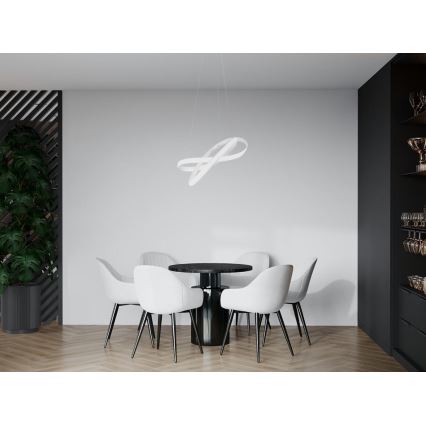 LED Zatemnitveni lestenec na vrvici LED/70W/230V 3000-6500K pr. 55 cm bela + Daljinski upravljalnik