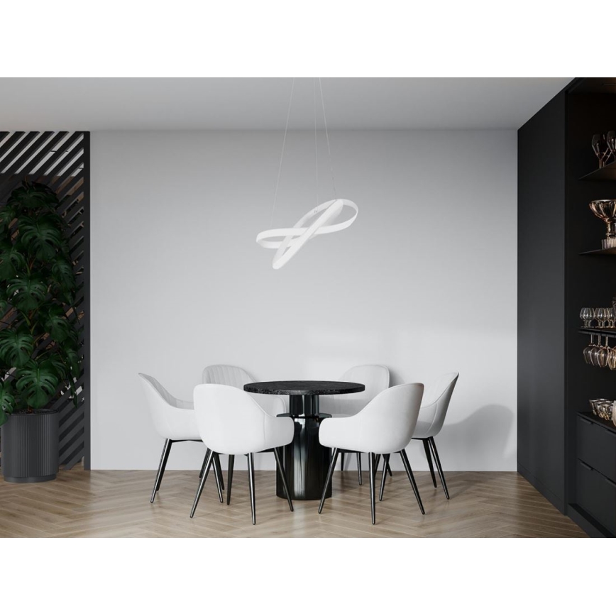 LED Zatemnitveni lestenec na vrvici LED/70W/230V 3000-6500K pr. 55 cm bela + Daljinski upravljalnik