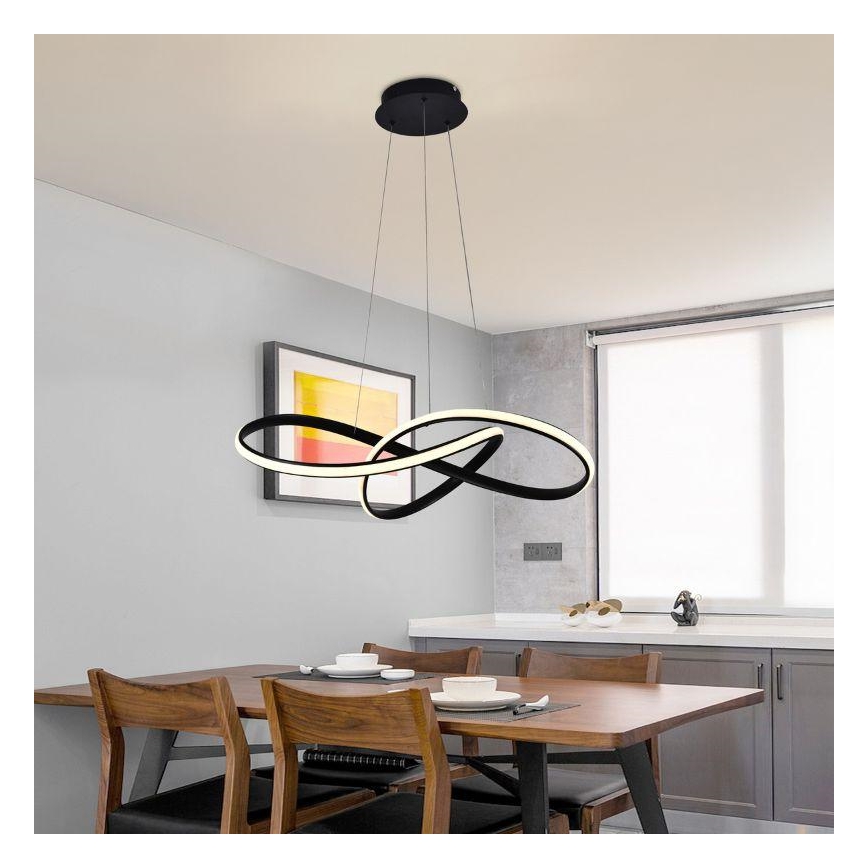LED Zatemnitveni lestenec na vrvici LED/70W/230V 3000-6500K črna + Daljinski upravljalnik