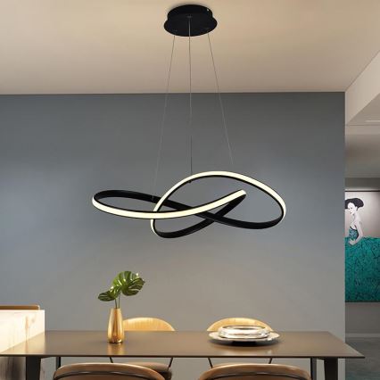 LED Zatemnitveni lestenec na vrvici LED/70W/230V 3000-6500K pr. 55 cm + Daljinski upravljalnik