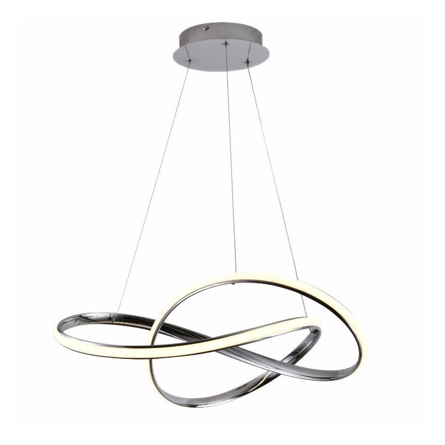 LED Zatemnitveni lestenec na vrvici LED/70W/230V 3000-6500K sijajni krom + Daljinski upravljalnik
