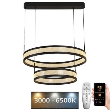 LED Zatemnitveni lestenec na vrvici LED/70W/230V 3000-6500K pr. 60 cm črna + Daljinski upravljalnik