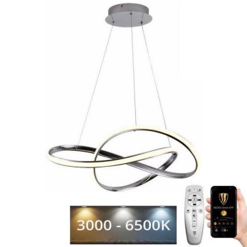 LED Zatemnitveni lestenec na vrvici LED/70W/230V 3000-6500K sijajni krom + Daljinski upravljalnik
