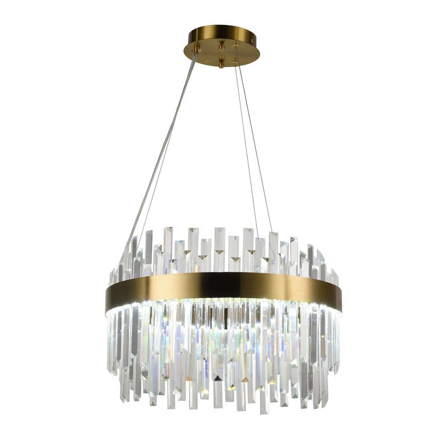 LED Zatemnitveni kristalni lestenec na vrvici LED/70W/230V 3000-6500K zlata + Daljinski upravljalnik