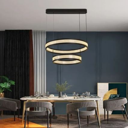 LED Zatemnitveni lestenec na vrvici LED/70W/230V 3000-6500K pr. 60 cm črna + Daljinski upravljalnik