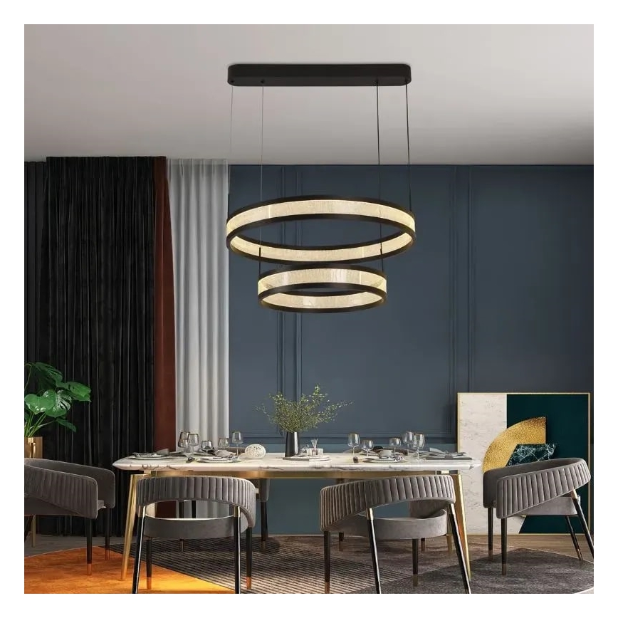 LED Zatemnitveni lestenec na vrvici LED/70W/230V 3000-6500K pr. 60 cm črna + Daljinski upravljalnik