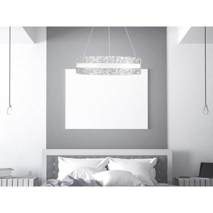 LED Zatemnitveni kristalni lestenec na vrvici LED/80W/230V 3000-6500K bela + Daljinski upravljalnik