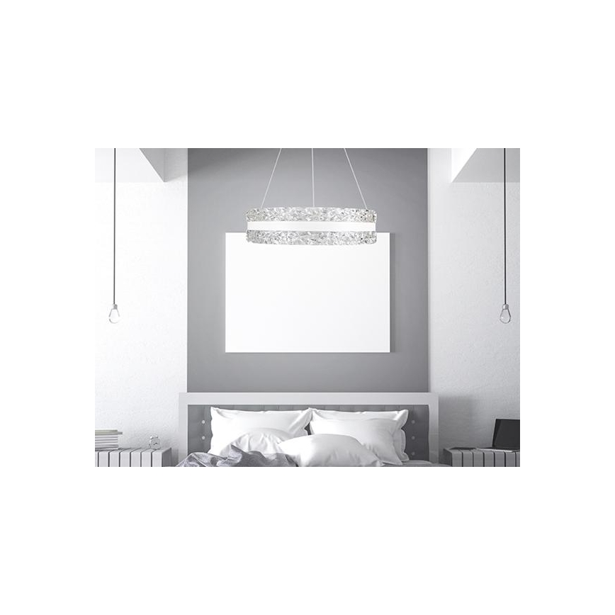 LED Zatemnitveni kristalni lestenec na vrvici LED/80W/230V 3000-6500K bela + Daljinski upravljalnik