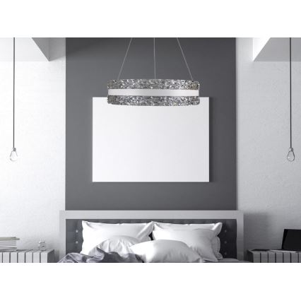 LED Zatemnitveni kristalni lestenec na vrvici LED/80W/230V 3000-6500K bela + Daljinski upravljalnik