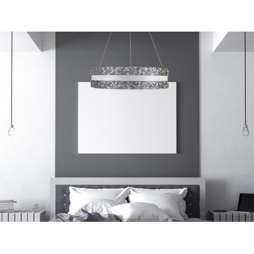 LED Zatemnitveni kristalni lestenec na vrvici LED/80W/230V 3000-6500K bela + Daljinski upravljalnik