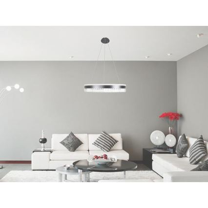 LED Zatemnitveni kristalni lestenec na vrvici LED/80W/230V 3000-6500K črna + Daljinski upravljalnik