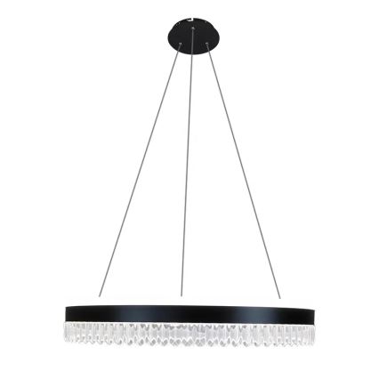 LED Zatemnitveni kristalni lestenec na vrvici LED/80W/230V 3000-6500K črna + Daljinski upravljalnik