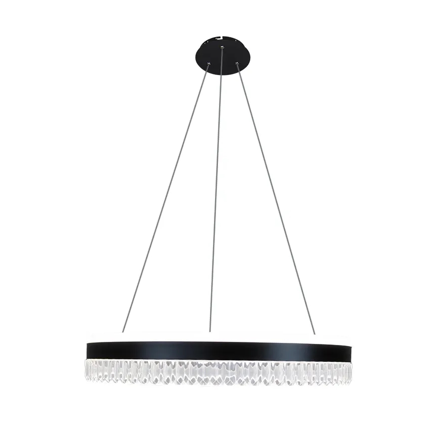 LED Zatemnitveni kristalni lestenec na vrvici LED/80W/230V 3000-6500K črna + Daljinski upravljalnik