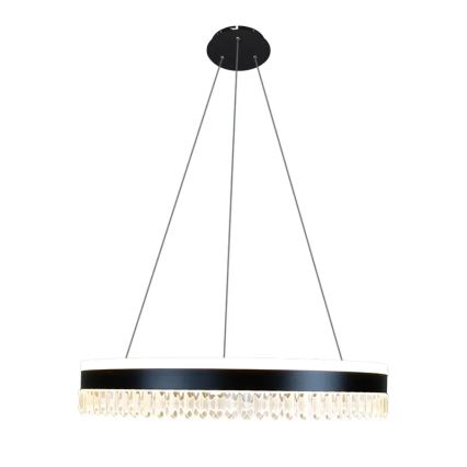 LED Zatemnitveni kristalni lestenec na vrvici LED/80W/230V 3000-6500K črna + Daljinski upravljalnik