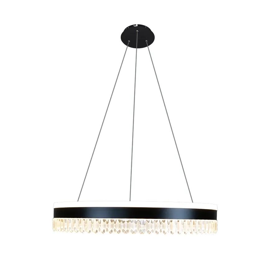 LED Zatemnitveni kristalni lestenec na vrvici LED/80W/230V 3000-6500K črna + Daljinski upravljalnik
