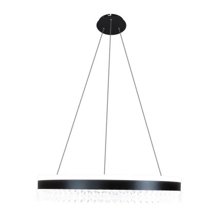 LED Zatemnitveni kristalni lestenec na vrvici LED/80W/230V 3000-6500K črna + Daljinski upravljalnik