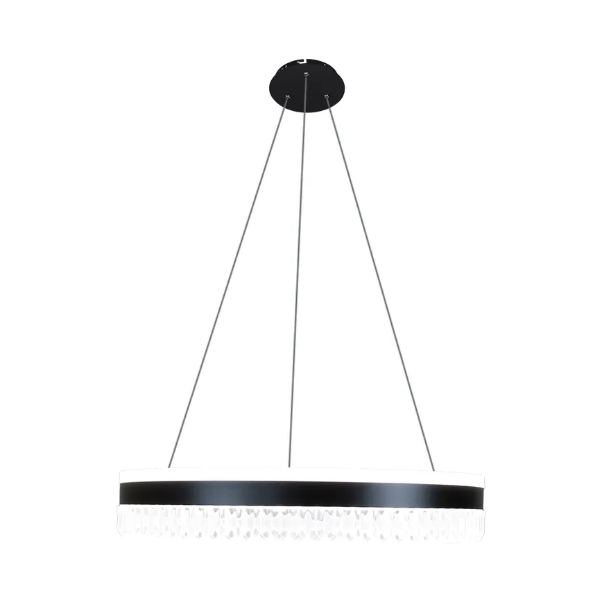LED Zatemnitveni kristalni lestenec na vrvici LED/80W/230V 3000-6500K črna + Daljinski upravljalnik