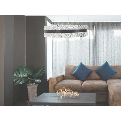 LED Zatemnitveni kristalni lestenec na vrvici LED/80W/230V 3000-6500K črna + Daljinski upravljalnik