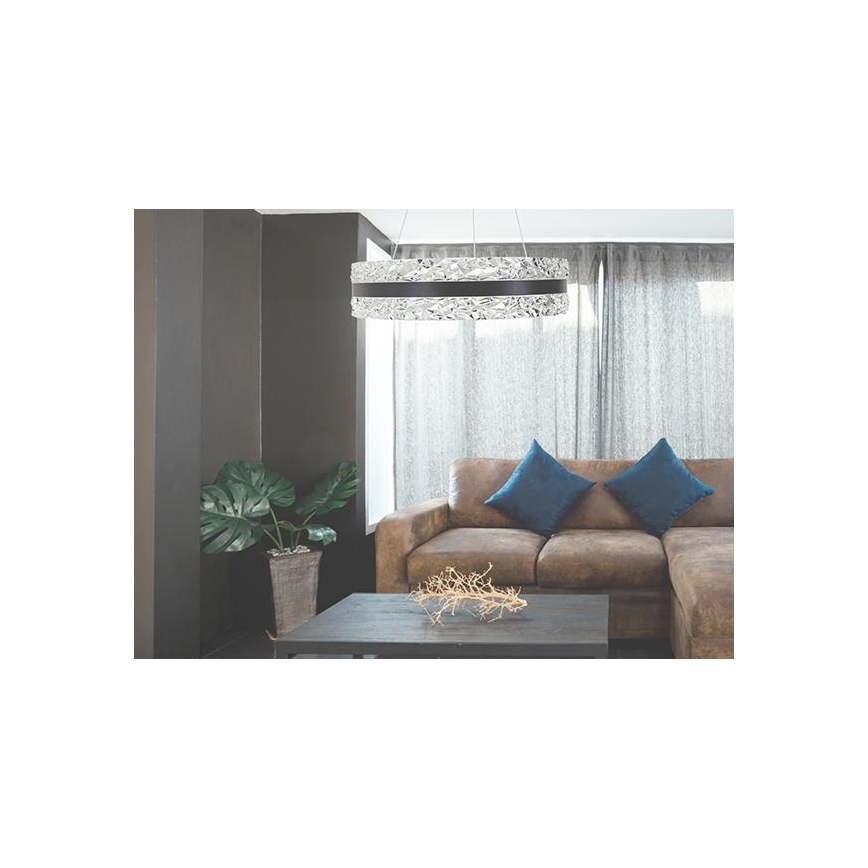 LED Zatemnitveni kristalni lestenec na vrvici LED/80W/230V 3000-6500K črna + Daljinski upravljalnik