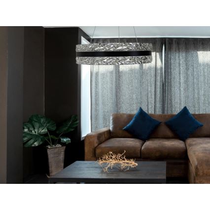 LED Zatemnitveni kristalni lestenec na vrvici LED/80W/230V 3000-6500K črna + Daljinski upravljalnik