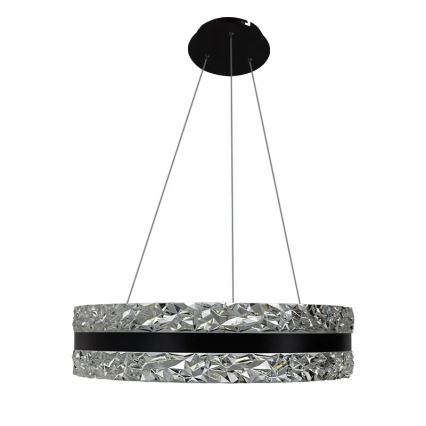 LED Zatemnitveni kristalni lestenec na vrvici LED/80W/230V 3000-6500K črna + Daljinski upravljalnik