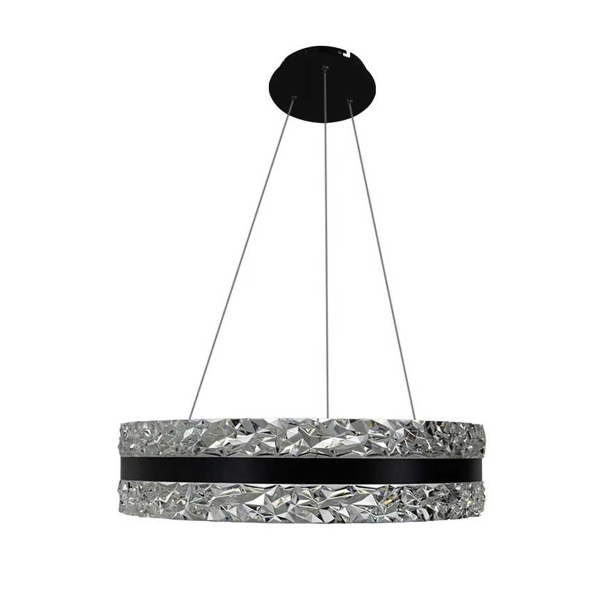LED Zatemnitveni kristalni lestenec na vrvici LED/80W/230V 3000-6500K črna + Daljinski upravljalnik