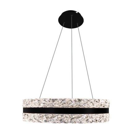LED Zatemnitveni kristalni lestenec na vrvici LED/80W/230V 3000-6500K črna + Daljinski upravljalnik