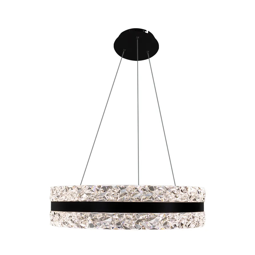 LED Zatemnitveni kristalni lestenec na vrvici LED/80W/230V 3000-6500K črna + Daljinski upravljalnik