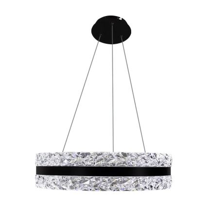 LED Zatemnitveni kristalni lestenec na vrvici LED/80W/230V 3000-6500K črna + Daljinski upravljalnik