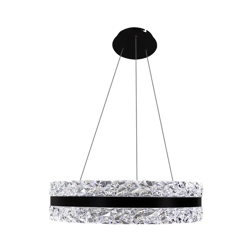 LED Zatemnitveni kristalni lestenec na vrvici LED/80W/230V 3000-6500K črna + Daljinski upravljalnik