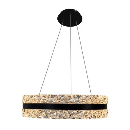 LED Zatemnitveni kristalni lestenec na vrvici LED/80W/230V 3000-6500K črna + Daljinski upravljalnik