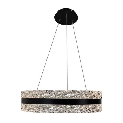 LED Zatemnitveni kristalni lestenec na vrvici LED/80W/230V 3000-6500K črna + Daljinski upravljalnik