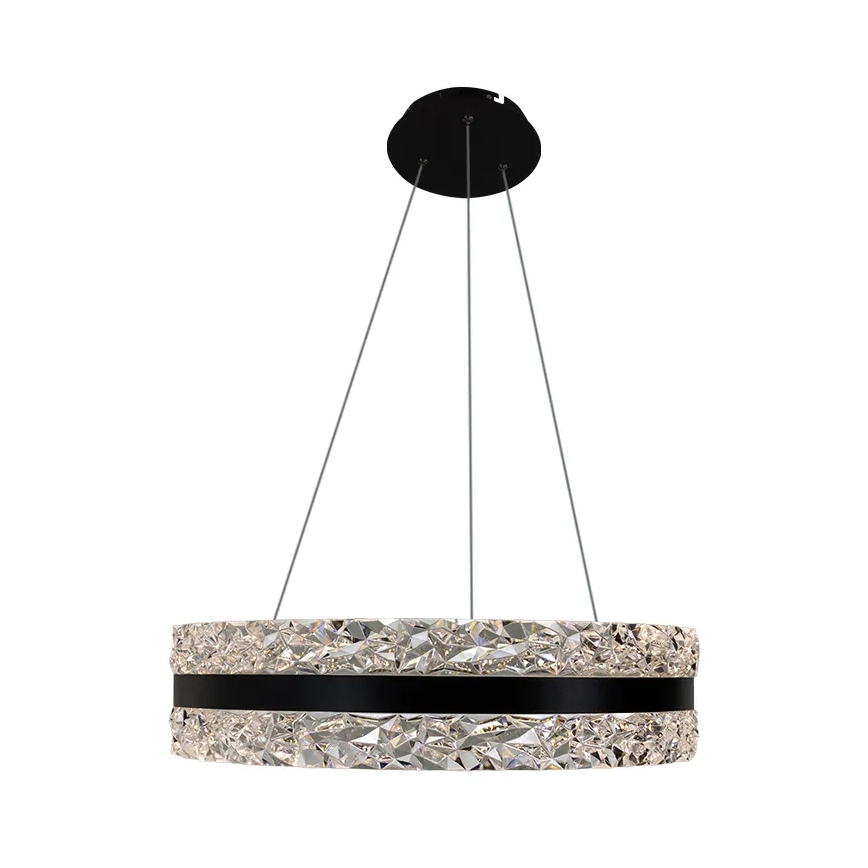 LED Zatemnitveni kristalni lestenec na vrvici LED/80W/230V 3000-6500K črna + Daljinski upravljalnik
