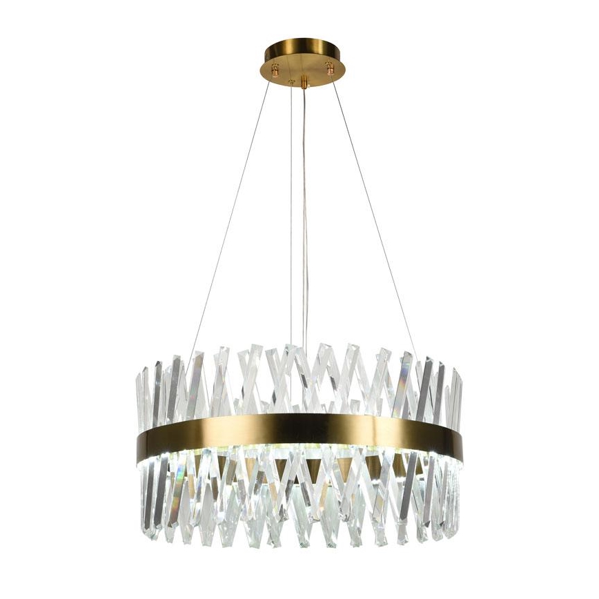 LED Zatemnitveni kristalni lestenec na vrvici LED/80W/230V 3000-6500K zlata + Daljinski upravljalnik
