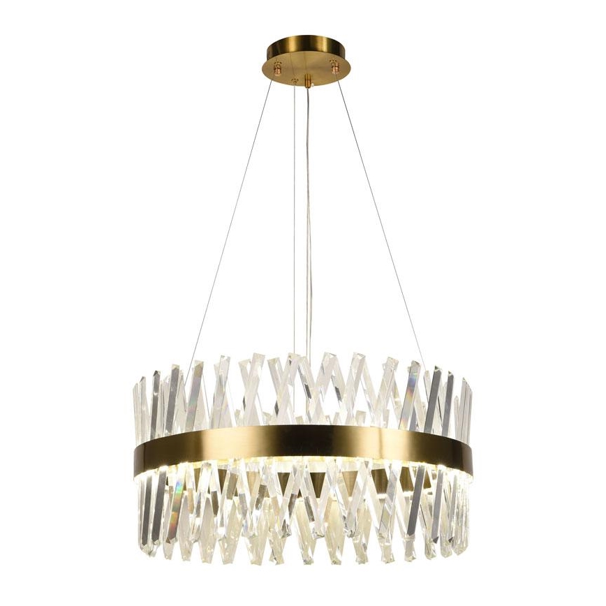 LED Zatemnitveni kristalni lestenec na vrvici LED/80W/230V 3000-6500K zlata + Daljinski upravljalnik