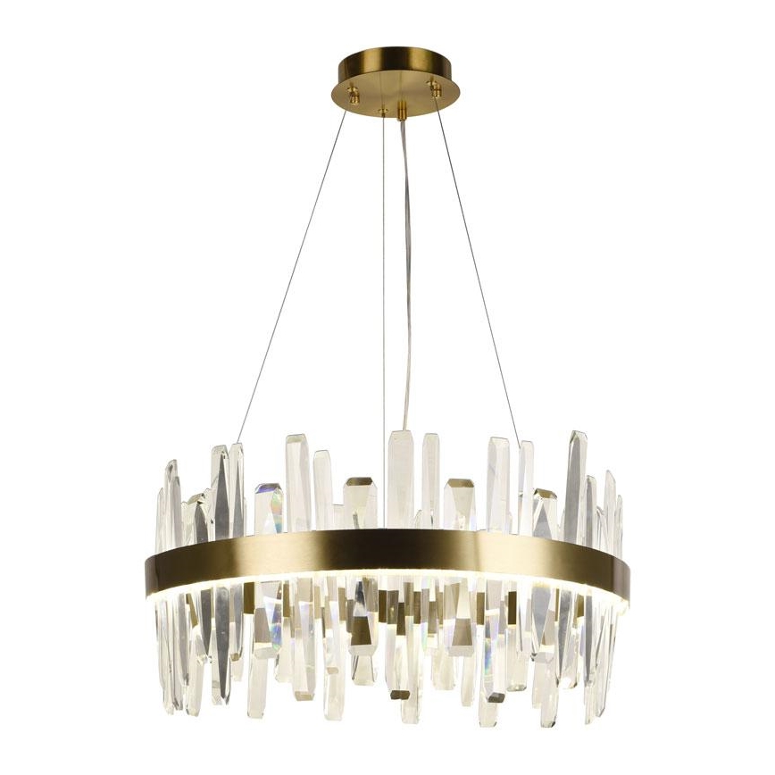 LED Zatemnitveni kristalni lestenec na vrvici LED/80W/230V 3000-6500K zlata + Daljinski upravljalnik
