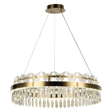 LED Zatemnitveni kristalni lestenec na vrvici LED/80W/230V 3000-6500K zlata + Daljinski upravljalnik