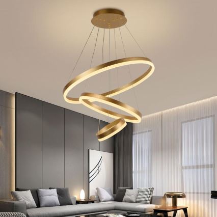 LED Zatemnitveni lestenec na vrvici LED/85W/230V 3000-6500K pr. 60 cm + Daljinski upravljalnik