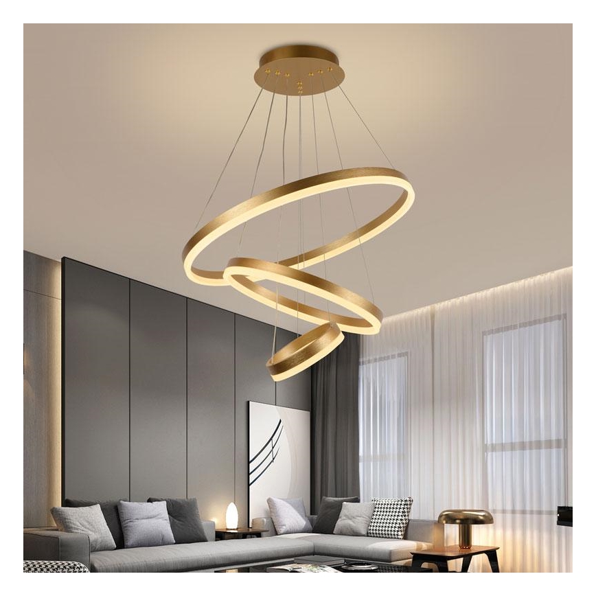 LED Zatemnitveni lestenec na vrvici LED/85W/230V 3000-6500K pr. 60 cm + Daljinski upravljalnik
