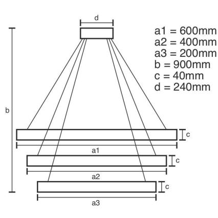 LED Zatemnitveni lestenec na vrvici LED/85W/230V 3000-6500K pr. 60 cm + Daljinski upravljalnik