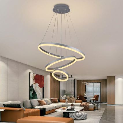 LED Zatemnitveni lestenec na vrvici LED/85W/230V 3000-6500K pr. 60 cm pr. 60 cm + Daljinski upravljalnik