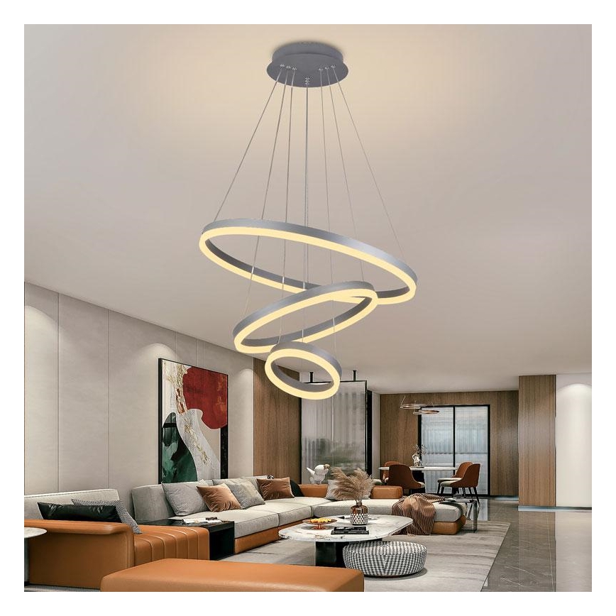 LED Zatemnitveni lestenec na vrvici LED/85W/230V 3000-6500K pr. 60 cm pr. 60 cm + Daljinski upravljalnik
