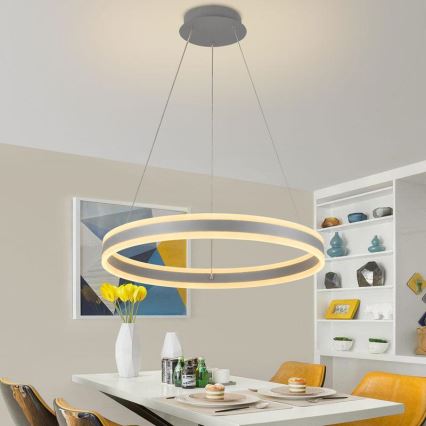 LED Zatemnitveni lestenec na vrvici LED/85W/230V 3000-6500K pr. 60 cm + Daljinski upravljalnik