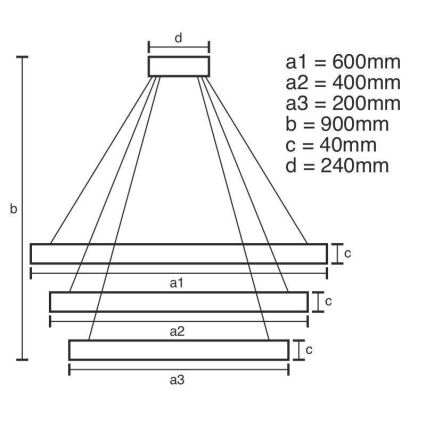 LED Zatemnitveni lestenec na vrvici LED/85W/230V 3000-6500K pr. 60 cm + Daljinski upravljalnik