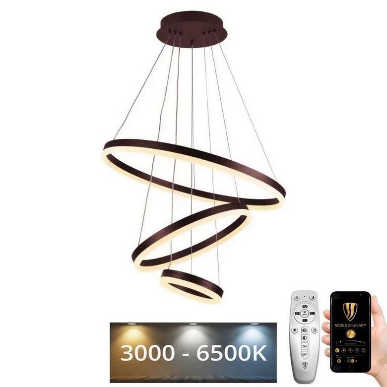 LED Zatemnitveni lestenec na vrvici LED/85W/230V 3000-6500K pr. 60 cm + Daljinski upravljalnik